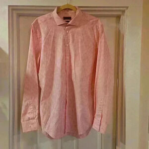 Calvin Klein Mens Slim Fit Non Iron Long Sleeve Button Down Pink Size 17 Tall
